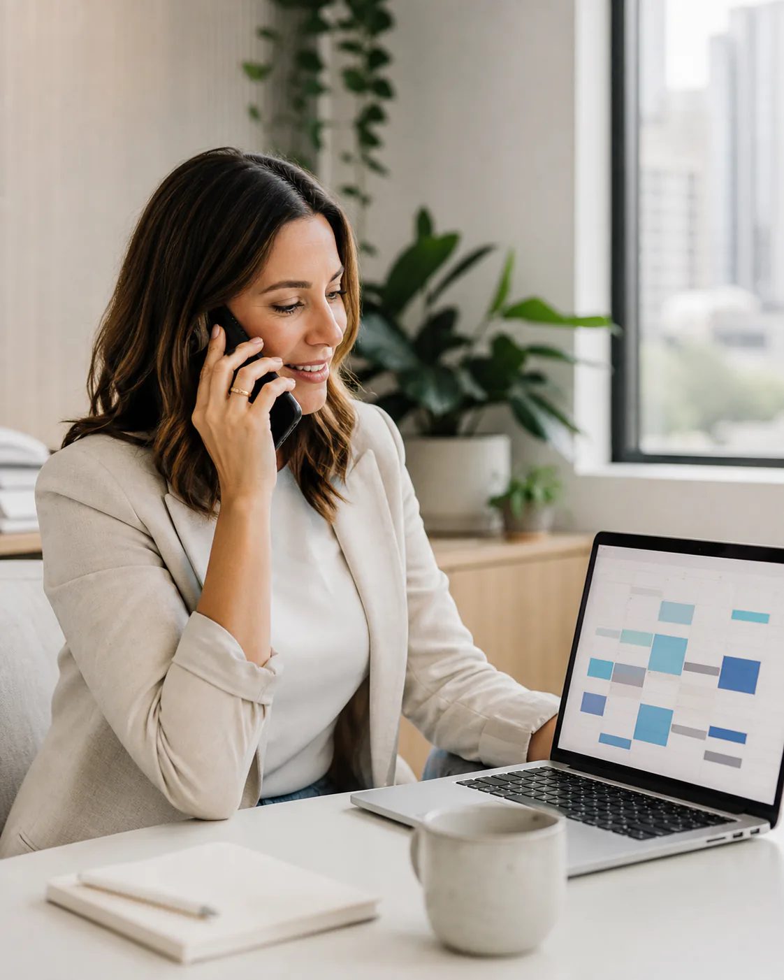 A team member taking a client call