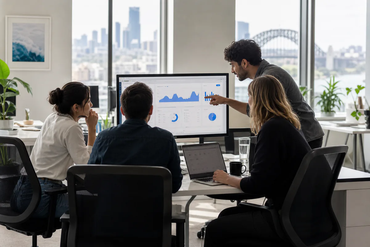 The Elite Marketing team reviewing a campaign dashboard